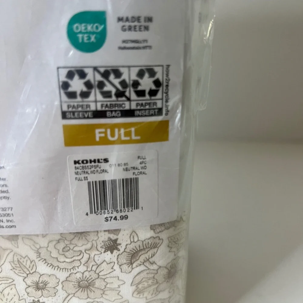 Sonoma Goods For Life Easy Care Sheet Set Full Size 525 Count Florals NIP‎